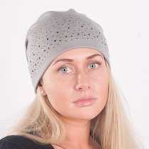 Женская трикотажная шапка, серая, мод. 440, в Москве