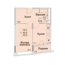 1-к квартира, улица Советская, дом 1, площадь 42,5, этаж 5, в Королёве