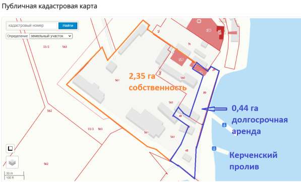 Земельный участок с причалом у моря 2,77 га в Крыму