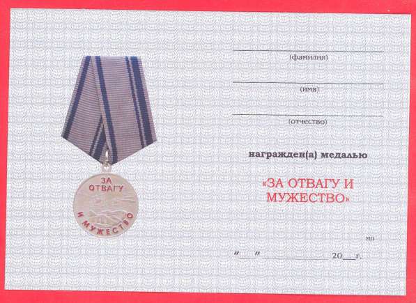 Россия медаль За отвагу и мужество документ в Орле фото 36