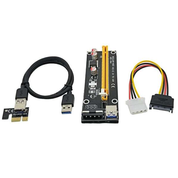 Райзер riser PCI-E x1-x16 60см доп питание molex в Красноярске фото 10