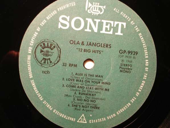 Пластинка виниловая Ola And The Janglers – 12 Big Hits в Санкт-Петербурге