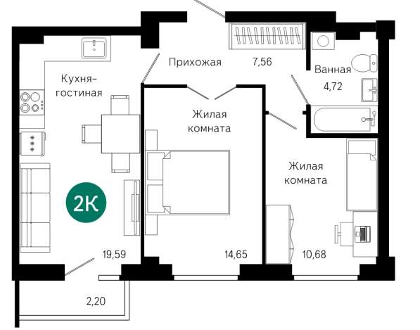 Отличная 2-квартира с ремонтом, на набережной. Уктус в Екатеринбурге фото 11