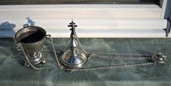 Старинное серебряное кадило большого размера, конец XIX в в Санкт-Петербурге фото 4