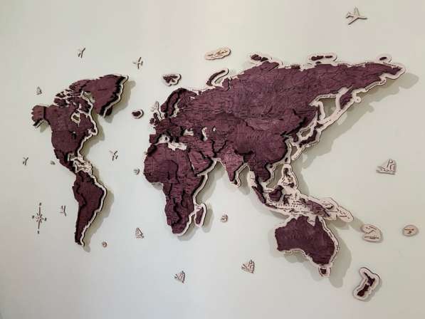 Карта мира из дерева на стену, панно из дерева карта мира в Санкт-Петербурге фото 8