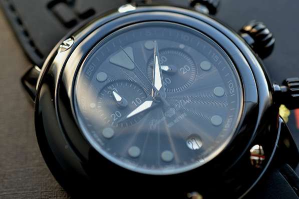 Брутальные, черные часы-хронограф Glam Rock в Рязани фото 4