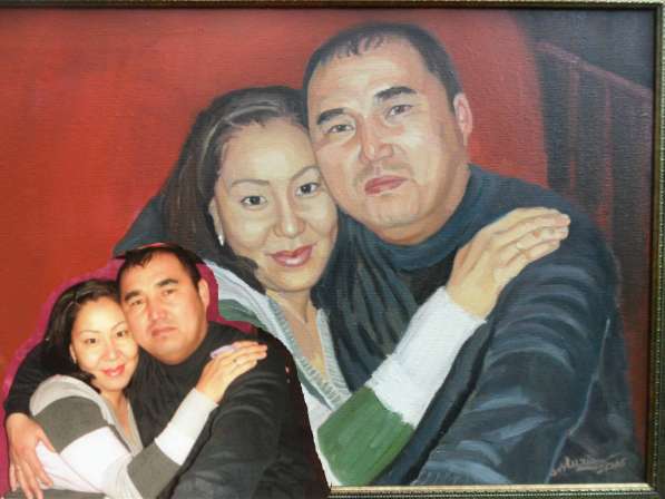 Двойной портрет маслом на заказ в Алматы в фото 14
