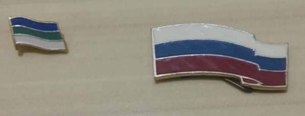 Значок герб флаг Республики Коми РК и Российской Федерации