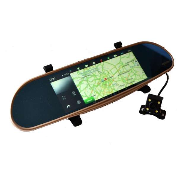 D35 Зеркало регистратор, 7" сенсор, 2 камеры, GPS навигатор в фото 3