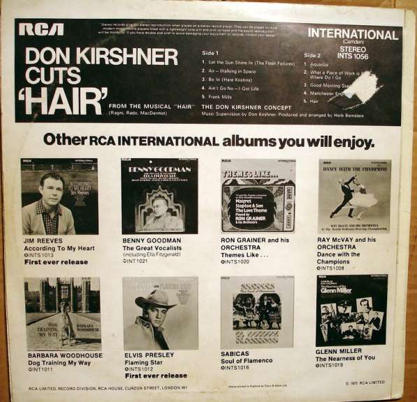 The Don Kirshner Concept ‎– Don Kirshner Cuts "Hair" в Санкт-Петербурге фото 4