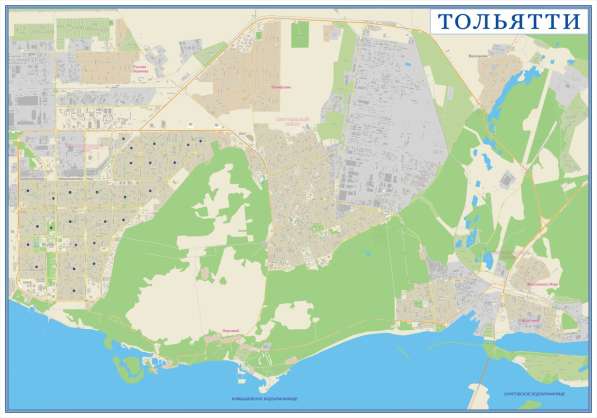 Тольятти. Карта настенная
