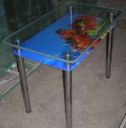 Стеклянные столешницы и столы с экологически чистой фотопечатью, пескоструйным рисунком. в фото 3