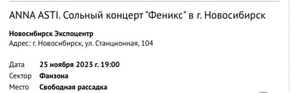 Билет на концерт асти в Новосибирске