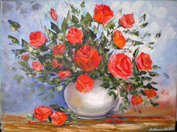 Картина маслом "Букет из красных роз." в Ростове-на-Дону