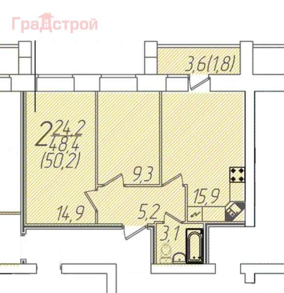 Продам двухкомнатную квартиру в Вологда.Жилая площадь 50 кв.м.Этаж 6.Есть Балкон. в Вологде