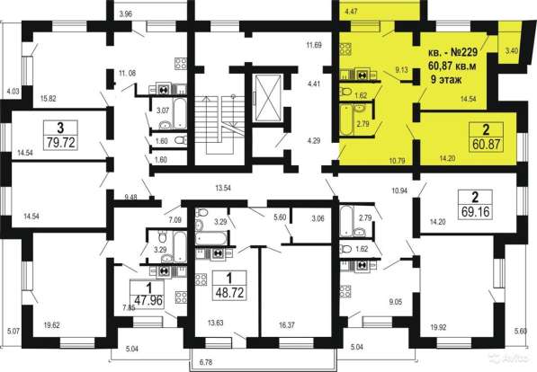 Продам двухкомнатную квартиру в Тверь.Жилая площадь 61 кв.м.Этаж 9.Есть Балкон. в Твери фото 9