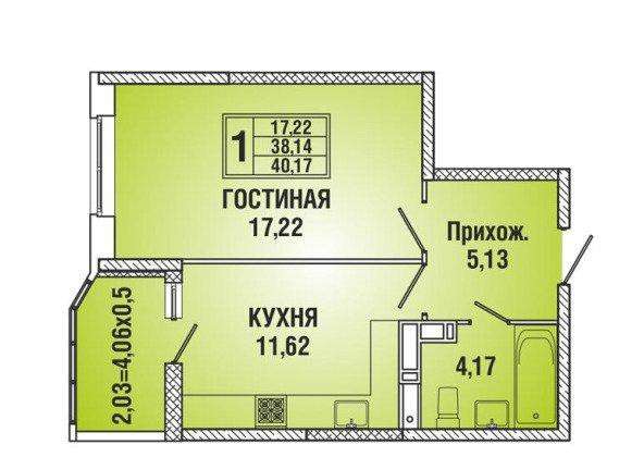 Продам однокомнатную квартиру в Краснодар.Жилая площадь 41 кв.м.Этаж 22.Дом монолитный.