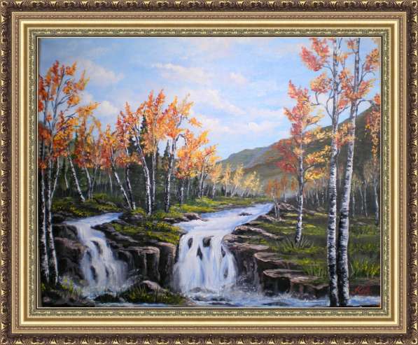 Продам картину маслом "Пейзаж с водопадами"