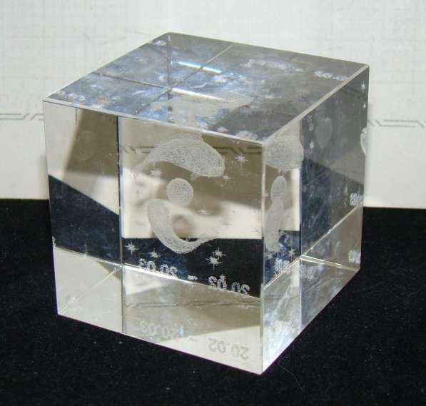 Пресс-папье хрустальное Знак зодиака Рыбы (X215) в Москве фото 4