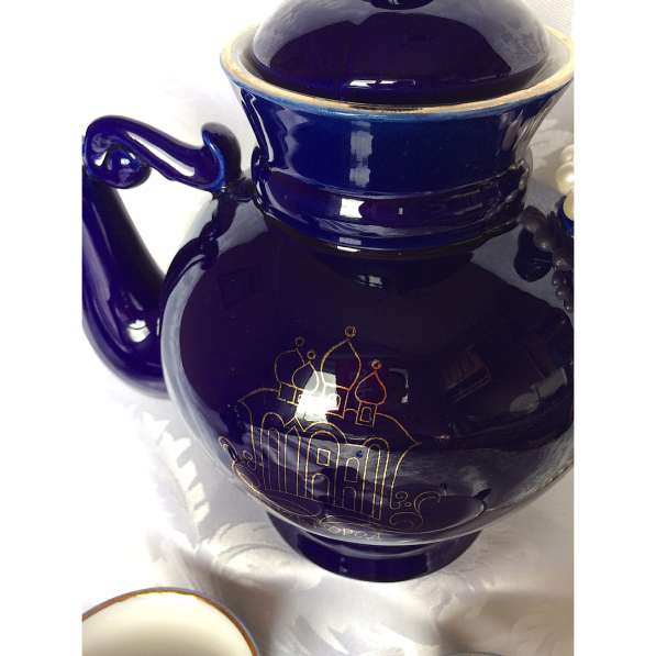 Чайник из синего кобальта с позолотой «Новгород». ВИНТАЖ в Москве фото 4