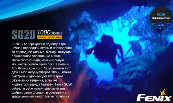Fenix Фонарь для подводной охоты и дайвинга Fenix SD20 в Москве фото 9