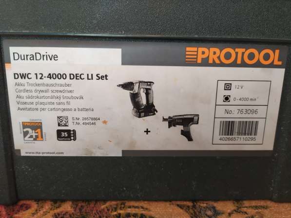 Аккумуляторный шуруповерт Protool DuraDrive DWC 12-4000 DEC в 
