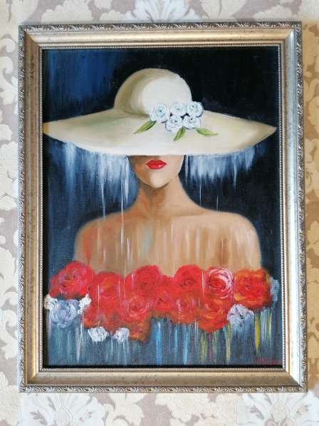 Картина маслом интерьерная Дама в шляпе (фея дождя) живопись в Москве фото 5
