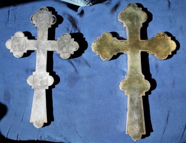 Пара старинных напрестольных крестов. Серебро «84». XIХ век в Санкт-Петербурге фото 17