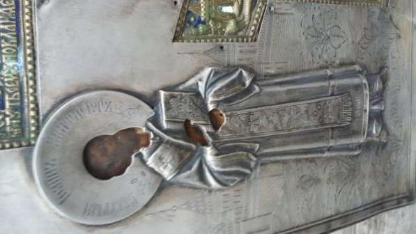 Старинную икону в серебряном окладе, Распятие(бронза эмаль) в Москве фото 5