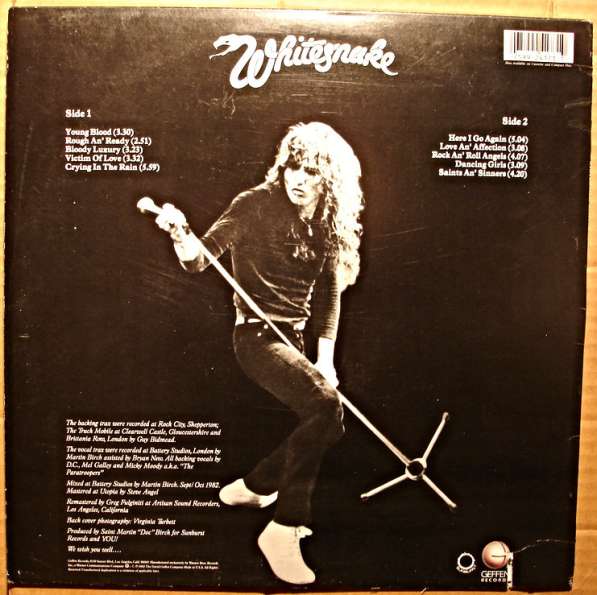 Пластинка виниловая Whitesnake – Saints & Sinners(US) в Санкт-Петербурге фото 4