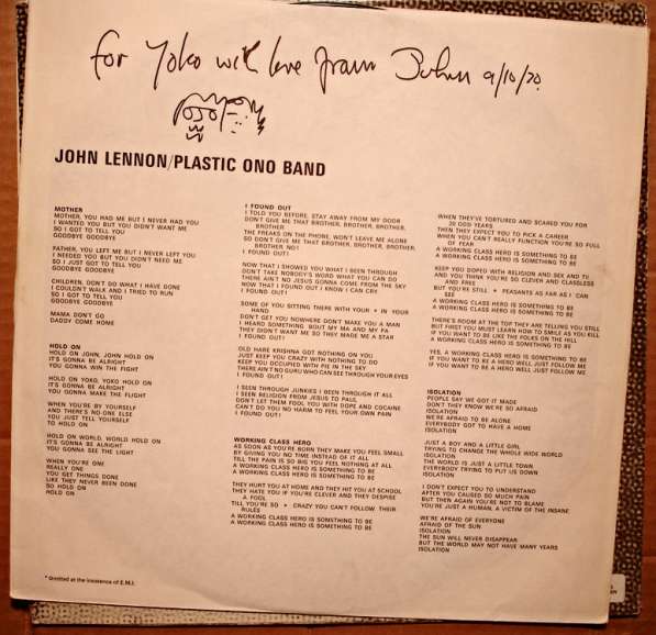 Пластинка виниловая John Lennon / Plastic Ono Band(SW/UK) в Санкт-Петербурге фото 3