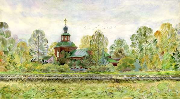 Пейзаж с храмом Архангела Михаила