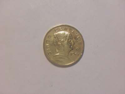 Монета 5 Сентаво 1961 год Мексика