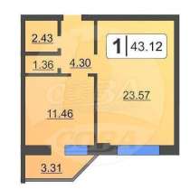 Продам однокомнатную 42кв. м. Тюменская слабода, в Тюмени