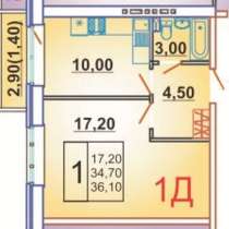 1-комнатная квартира 36,1 кв. м. дом сдан, в Краснодаре