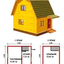 1) Дачный домик из бруса 5*4 м. 2 этажа. Ленточный фундамент, в Красноярске