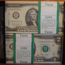 Банкнота 2 доллара США 2013 год Оригинал, в Москве