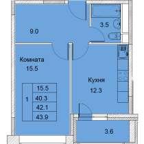 1-к квартира, улица Советская, дом 6 , площадь 42,1, этаж 1, в Королёве