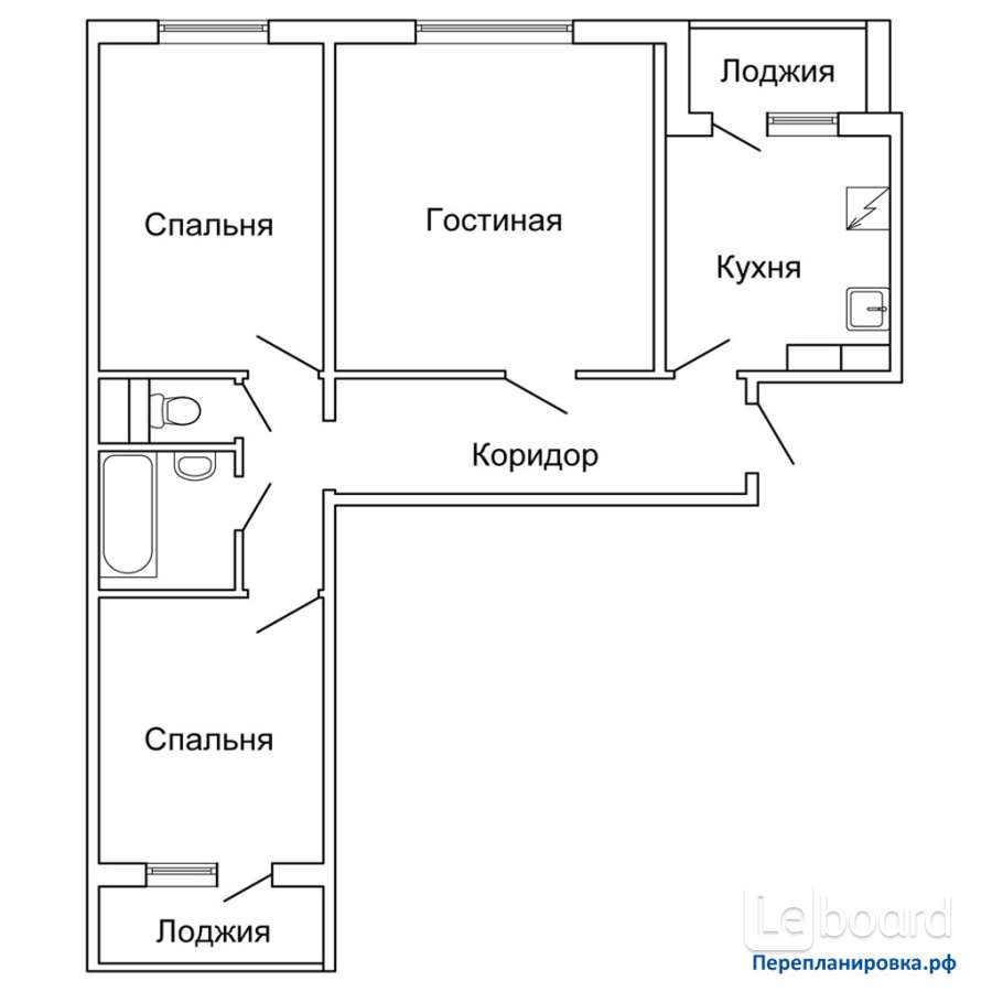 Схема панельной трехкомнатной квартиры